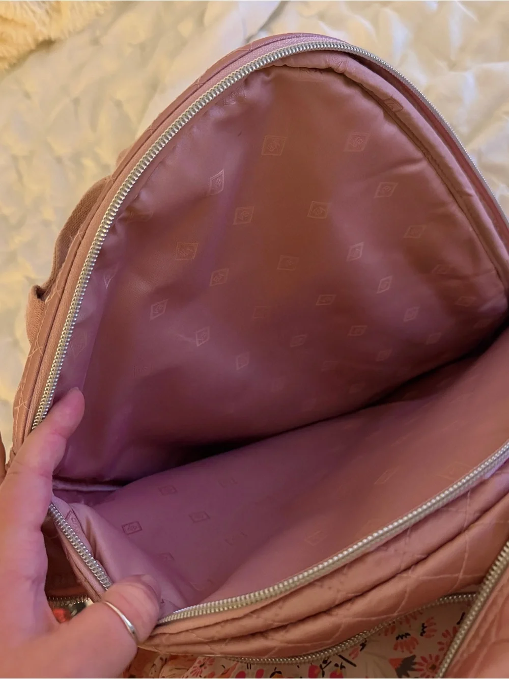 Vera Bradley Pink Quilted Metallic Backpack